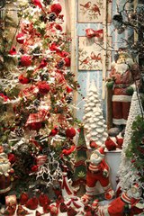 A space full of christmas decorations