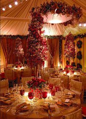 A commercial dining room with christmas decorations